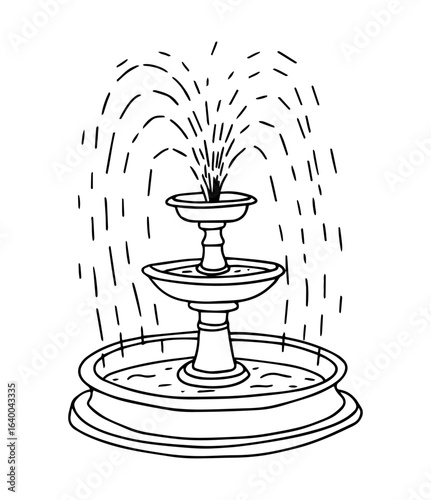 Graphic doodle three-tier fountain.