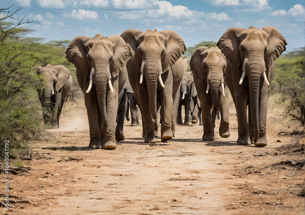 Fototapeta premium elephants in the savannah