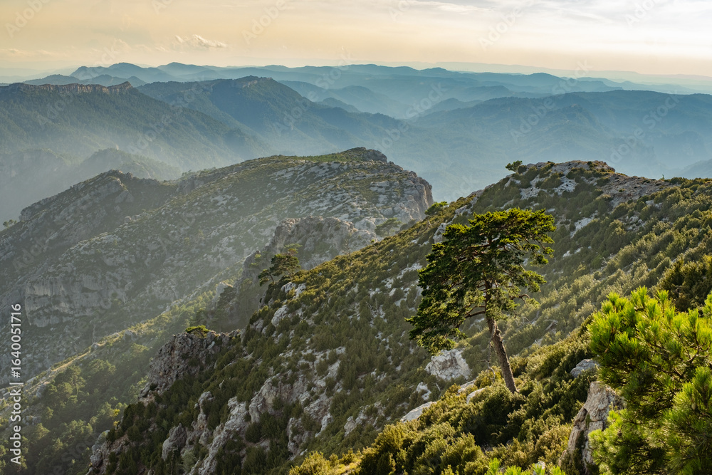 Obraz premium Group of mountains in the late afternoon.