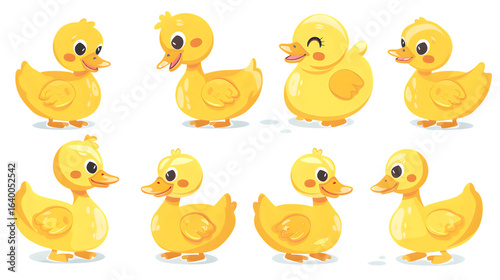 Vibrant Collection of Adorable Yellow Ducks in Illustration