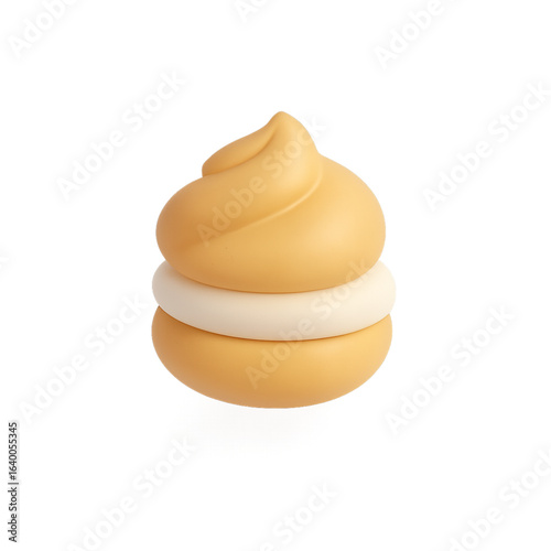 Stylized soft serve ice cream swirl with cream filling isolated on transparent background