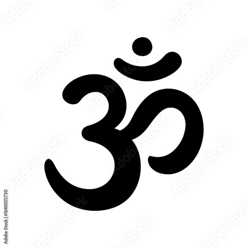 Aum sign, sacred religious symbol in Hinduism, hand drawn with soft round brush. Sanskrit mantra Om.