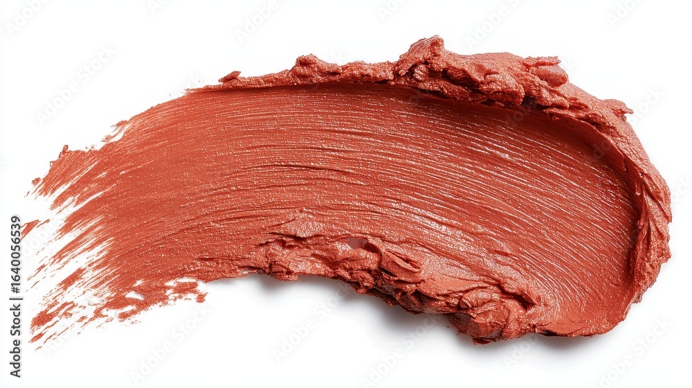 Fototapeta premium Warm terracotta tinted cream swatch, bold texture with smooth blend on white background. Transparent background