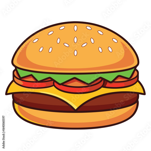 Delicious Burger Illustration Fresh Ingredients and Mouthwatering Appeal
