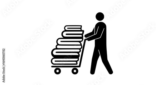 A person transports blankets on a cart