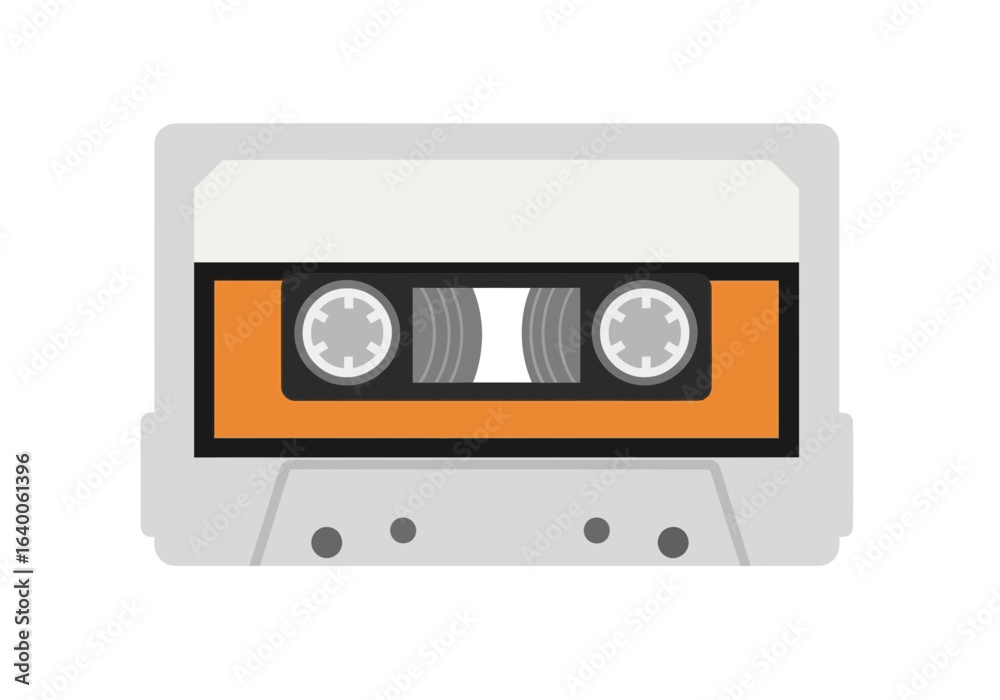 Obraz premium A vintage audio cassette tape with an orange label.