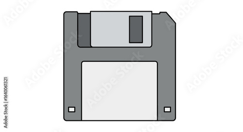 Gray floppy disk with a white label area and metal shutter.