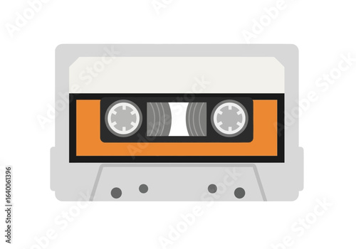 A vintage audio cassette tape with an orange label.