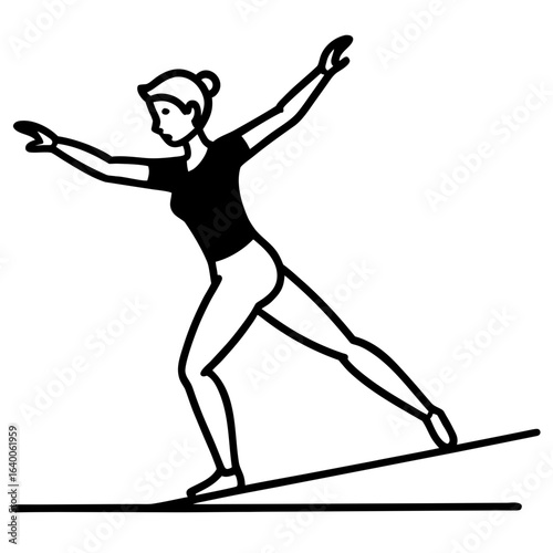 Woman balancing on a tightrope with arms outstretched