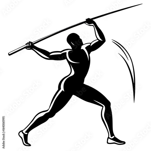 Athlete in silhouette throwing a javelin