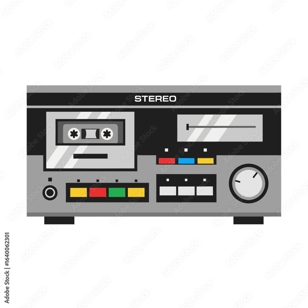 Fototapeta premium Vintage cassette player with buttons and a tape.