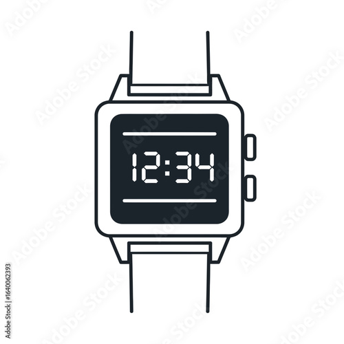Digital watch displaying time on a black screen.