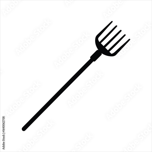 Handheld Garden Rake Silhouette Vector Illustration