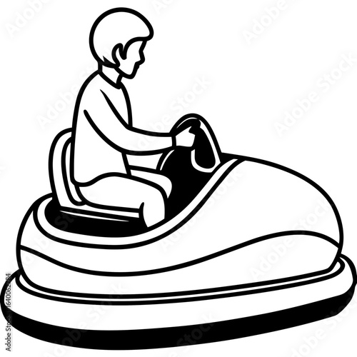 Person driving a bumper car at an amusement park