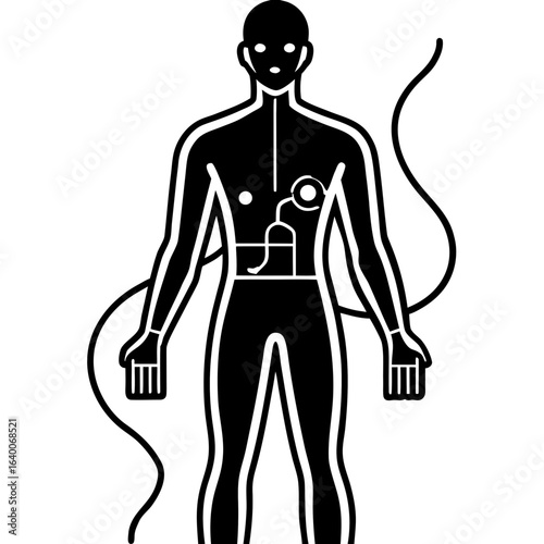 Abstract human body with medical stethoscope and wires icon