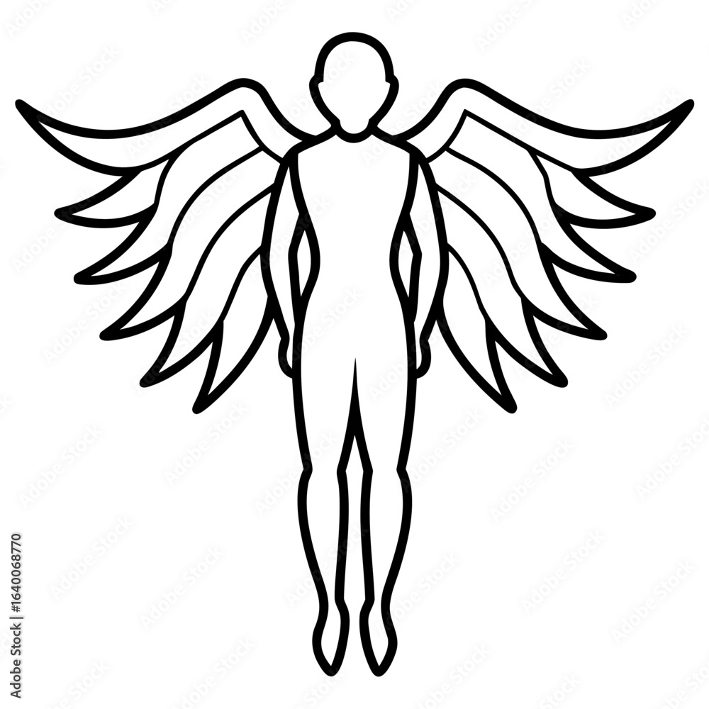 Fototapeta premium Stylized angel with multiple wings
