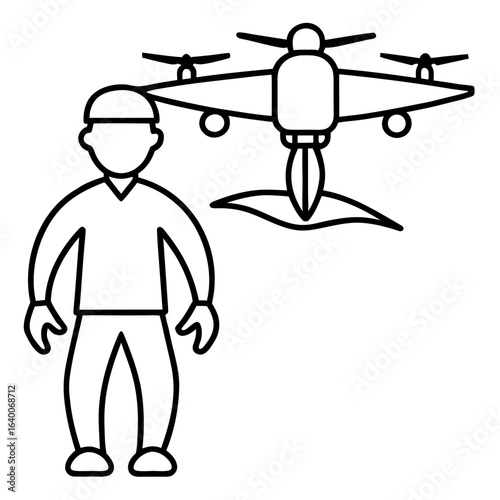 Person and drone flying overhead