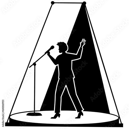 Singer performing under spotlight on stage