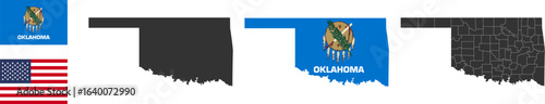 Oklahoma state of USA. Oklahoma flag and territory. States of America territory. Separate states. Vector