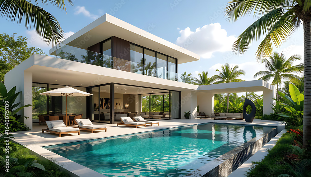 Fototapeta premium A luxurious modern twostory villa