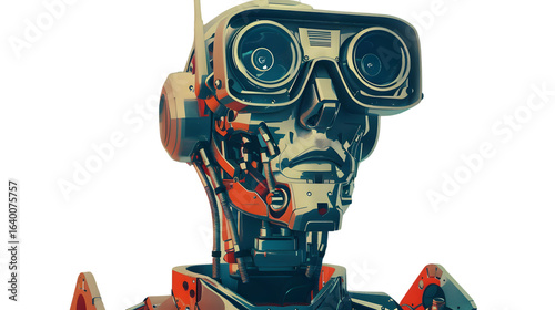 Vintage Robot Hipster Illustration in Retro Style for Creative Projects