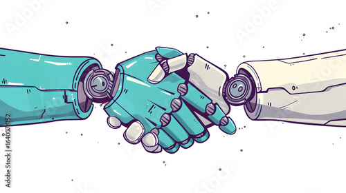 Professional Human-Robot Handshake Agreement Illustration for Business Contracts and Technology Connections