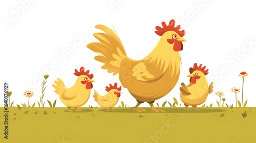 Charming Chicken Family Illustration for Farm-themed Designs
