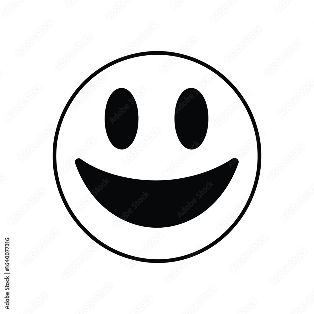Fototapeta premium Smiling face outline icon isolated on white background for design