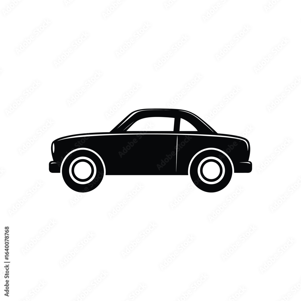Fototapeta premium Black car icon on white background, isolated transportation symbol design