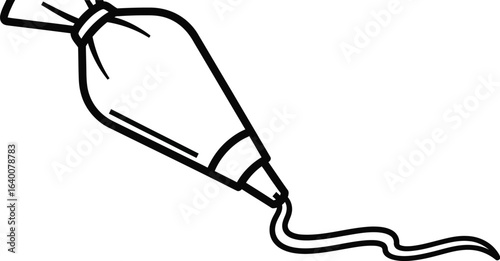 Pastry bag with cream, a tool for cake decoration and baking perfect for confectionery designs, bakery blogs, and culinary projects