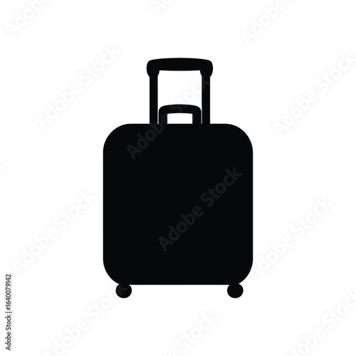 Black silhouette of wheeled suitcase with handles for travel and vacations icon