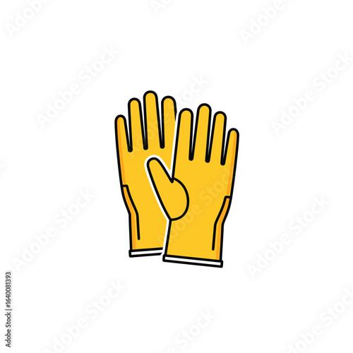 Illustration of a pair of yellow rubber gloves for protection and cleaning.