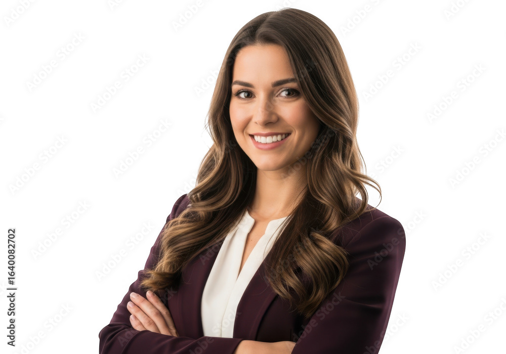 Confident businesswoman with crossed arms isolated on transparent background Confident businesswoman with crossed arms isolated on transparent background