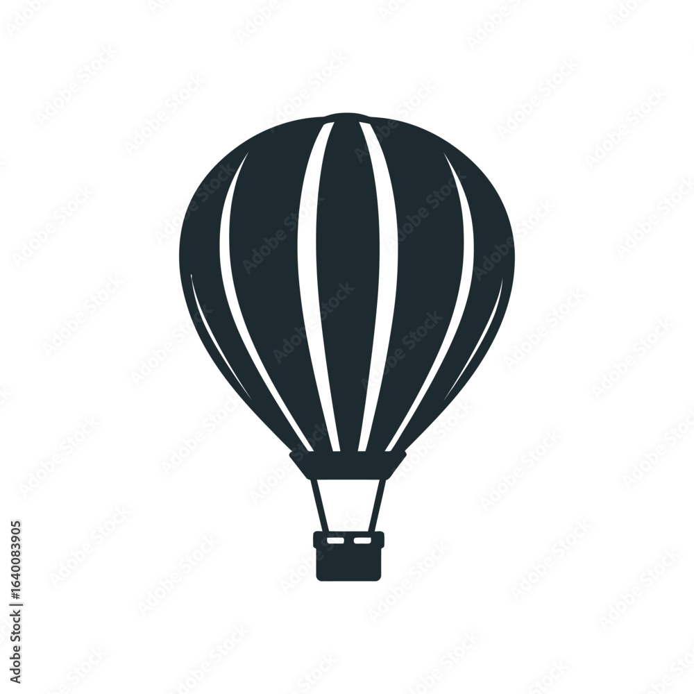 Obraz premium Silhouette icon of a hot air balloon on white background for design