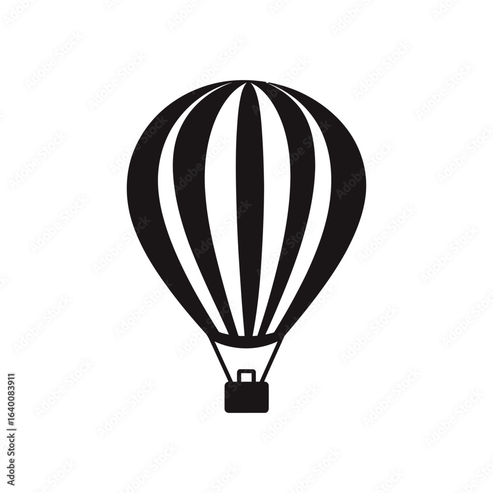 Naklejka premium Black and white air balloon icon illustration on a white background