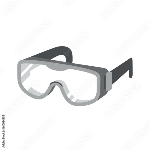A pair of grey and black safety glasses with clear lenses, designed for eye protection.