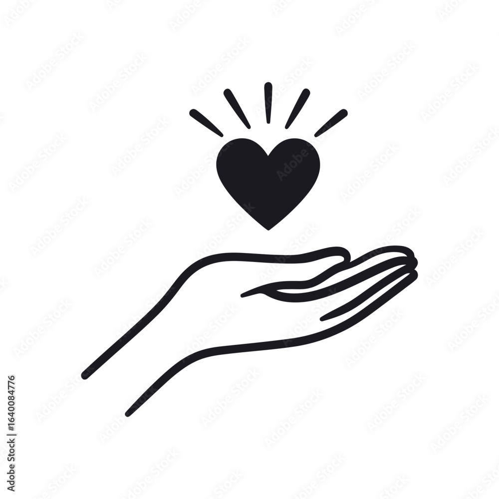 Fototapeta premium Hand Holding Heart Icon Illustration on White Background for Design