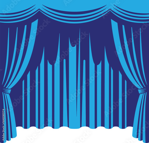 Blue Theater Stage Curtains with Swags drapes