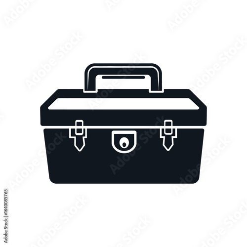Black toolbox icon illustration on a white background for creative use
