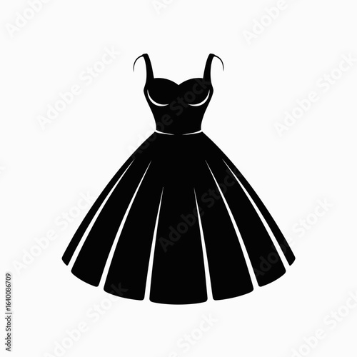 dress icon, gown silhouette, fashion dress vector, elegant clothing symbol, evening gown graphic, party dress logo, formal wear icon, cocktail dress silhouette, stylish outfit vector, black dress symb