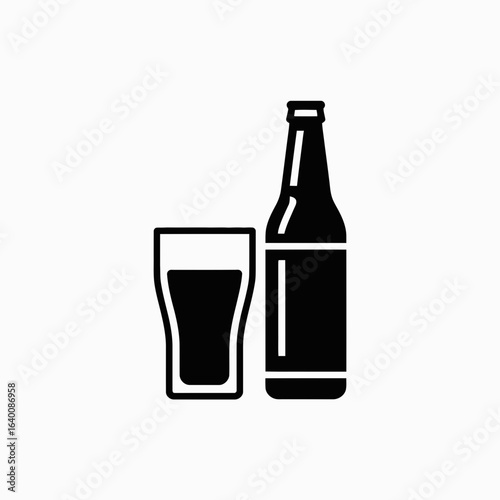 beer icon, bottle and glass vector, drink silhouette, alcohol symbol graphic, beverage illustration, bar drink icon, pub beer vector, cold drink clipart, brewery symbol, pint glass icon, beer bottle f