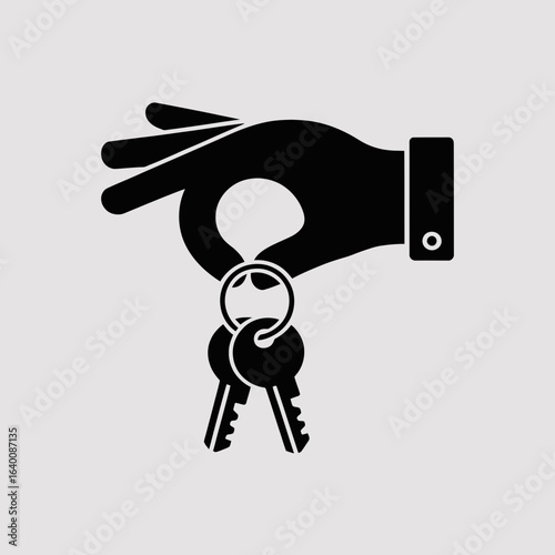 hand holding keys icon, keyring silhouette, house key symbol, car key vector, real estate key graphic, home access icon, property management logo, security keys illustration, key handover symbol, land