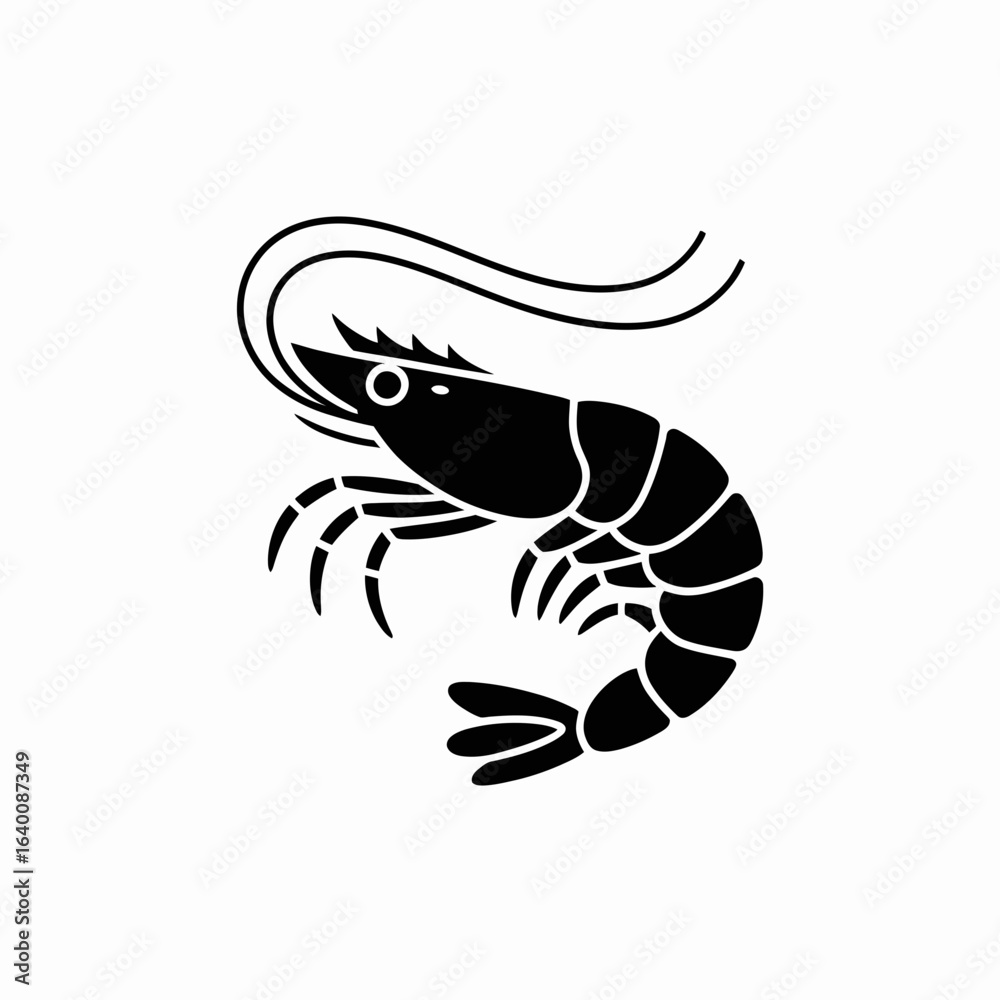 Fototapeta premium Shrimp Prawn Seafood Black Line Icon Vector Illustration shrimp, prawn, seafood, black, line, icon, vector, illustration, crustacean, food, marine, animal, ocean, aquatic, delicacy, cuisine, shellfish