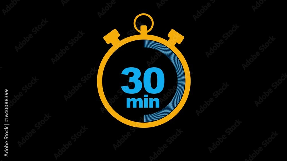 30 minute stopwatch icon isolated 30 minute timer animation .Animation timer 30 minutes - Stopwatch icon Motion graphics on black screen.30 minutes animation on white and black background 30 minute stopwatch icon isolated 30 minute timer animation .Animation timer 30 minutes - Stopwatch icon Motion graphics on black screen.30 minutes animation on white and black background