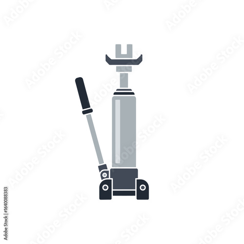 A detailed illustration of a hydraulic jack, designed for lifting heavy objects in automotive repair.