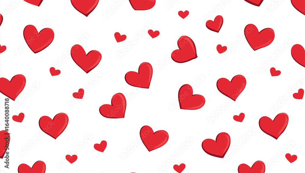 A pattern of small red and black hearts on a white background, flat design, vector illustration, no shadows, A pattern of small red and black hearts on a white background, flat design, vector illustration, no shadows,