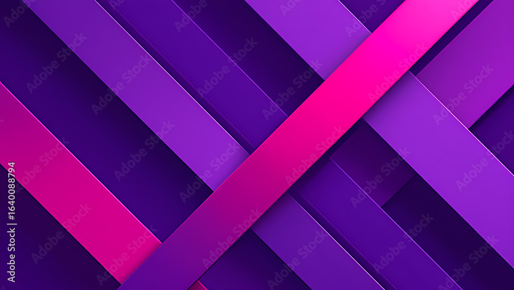 Obraz premium Diagonal purple and pink abstract shapes overlap creating a modern geometric background.