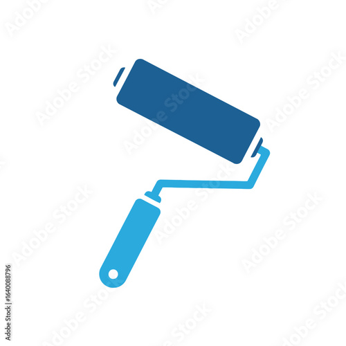 Blue paint roller icon for home renovation and decoration projects.