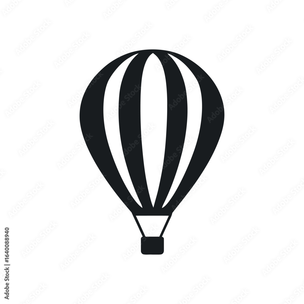 Naklejka premium Black and white hot air balloon illustration, white background simple icon