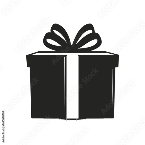 Gift box with ribbon icon silhouette in black color on white background